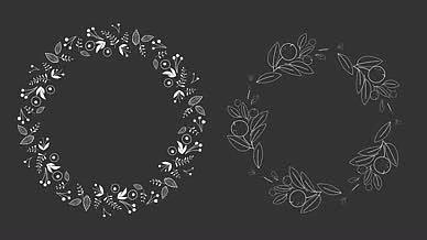9组黑白复杂花卉植物婚礼花环图案展示视频的预览图